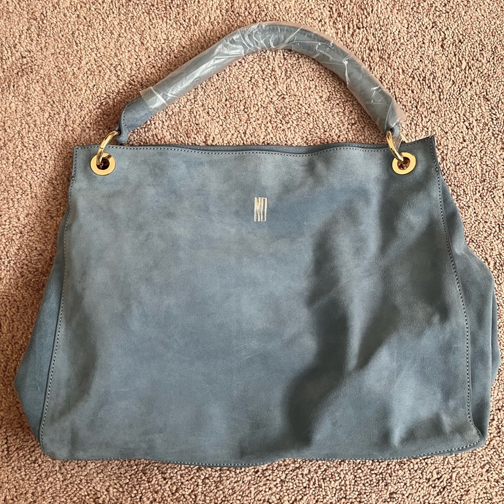 Mark and Graham Blue Suede Leather Bag Build Your Own Bag NWT